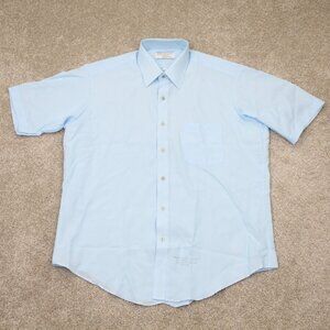 Vintage Sears Shirt Adult 17 Blue Perma Prest Ultressa Short Sleeve Button Up